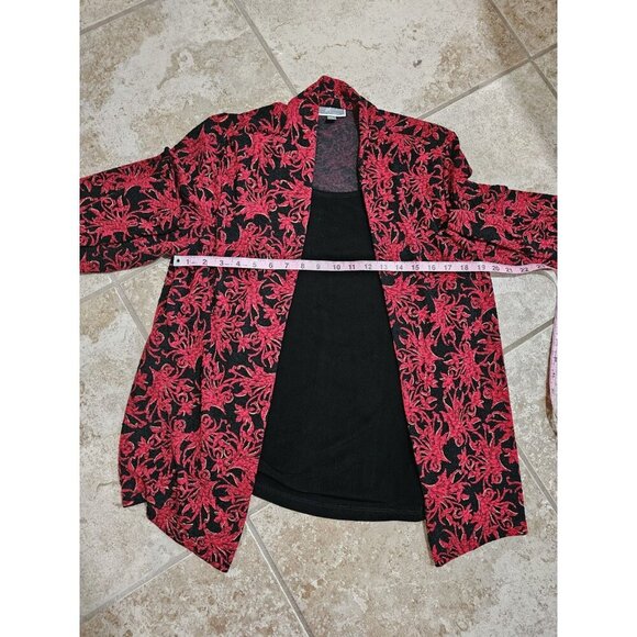 JM Collection Floral Cardigan Set Petite X-Large Red Black Holiday Whimsigoth - Picture 5 of 6